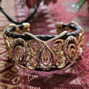 Carolyn Pollack RELIOS Sterling Silver Copper Leather Cuff Bracelet